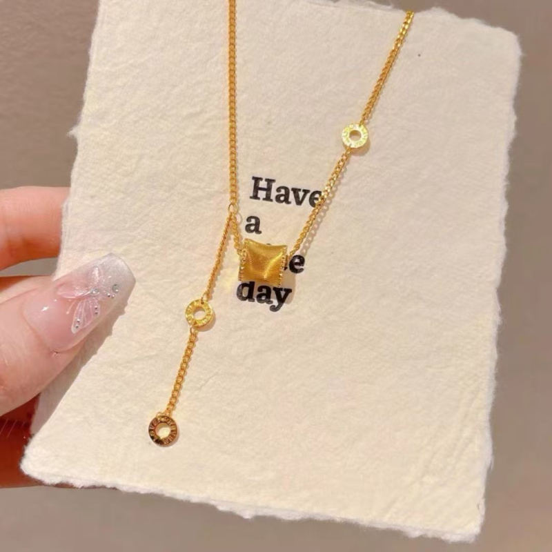 Bakreni set nakita s mačjim okom, brušeni završni sloj — ogrlica i narukvica za žene, elektroplatiranje, Jinling Jewelry