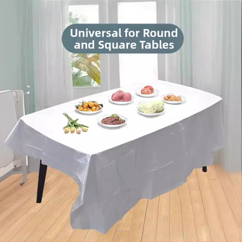 Μίας χρήσεως παχυνόμενο τραπεζομάντιλο από PE πλαστικό, τετράγωνο, πορσελάνινο λευκό μοτίβο, διαστάσεις 1.4-2.2, σετ 10 τεμάχια