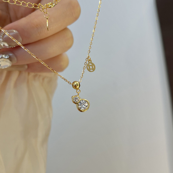 Ogrlica od srebra 925 s privjeskom od srebra 925, križasti lanac, elektroplatiranje, Novi kineski stil