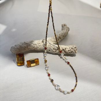 Tigris szem kőből készült nyaklánc, geometriai forma, szabályos lánc, Xiaoxiangfeng stílus, 2025 ősz