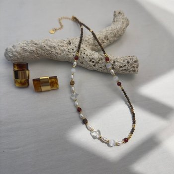 Tigris szem kőből készült nyaklánc, geometriai forma, szabályos lánc, Xiaoxiangfeng stílus, 2025 ősz