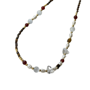 Tigris szem kőből készült nyaklánc, geometriai forma, szabályos lánc, Xiaoxiangfeng stílus, 2025 ősz