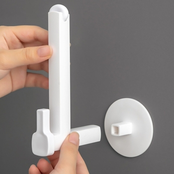 Лепяща закачалка с разтегателен хоризонтален и вертикален държач за завеси и съхранение на кърпи и рулон хартия за баня, PS материал, товар 1–3 кг