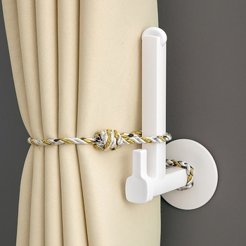 Лепяща закачалка с разтегателен хоризонтален и вертикален държач за завеси и съхранение на кърпи и рулон хартия за баня, PS материал, товар 1–3 кг