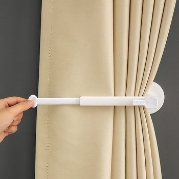 Лепяща закачалка с разтегателен хоризонтален и вертикален държач за завеси и съхранение на кърпи и рулон хартия за баня, PS материал, товар 1–3 кг