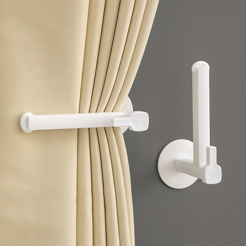 Лепяща закачалка с разтегателен хоризонтален и вертикален държач за завеси и съхранение на кърпи и рулон хартия за баня, PS материал, товар 1–3 кг