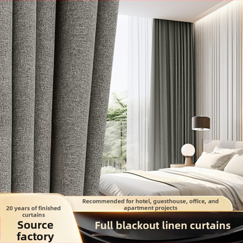 Poliester aizkari ar pilnīgu aizklāšanu, japāņu stila koka graudu dizains, piemērots viesnīcām un dzīvokļiem; siltumizolācija un saules aizsardzība, warp knitting ražojums, gatavs uzstādīšanai