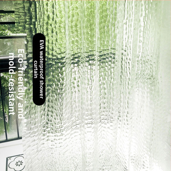 Dušas aizkars ar 3D Water Cube dizainu, caurspīdīgs EVA materiāls, ūdensnecaurlaidīgs un pelējuma izturīgs, kristāla režģa raksts