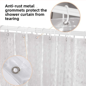 Dušas aizkars ar 3D Water Cube dizainu, caurspīdīgs EVA materiāls, ūdensnecaurlaidīgs un pelējuma izturīgs, kristāla režģa raksts