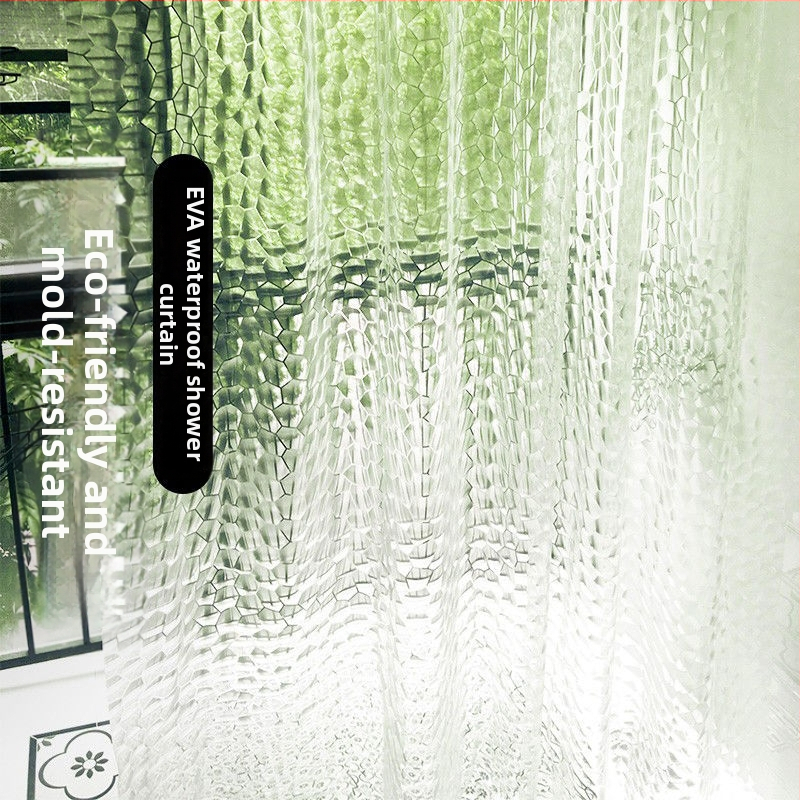 Dušas aizkars ar 3D Water Cube dizainu, caurspīdīgs EVA materiāls, ūdensnecaurlaidīgs un pelējuma izturīgs, kristāla režģa raksts