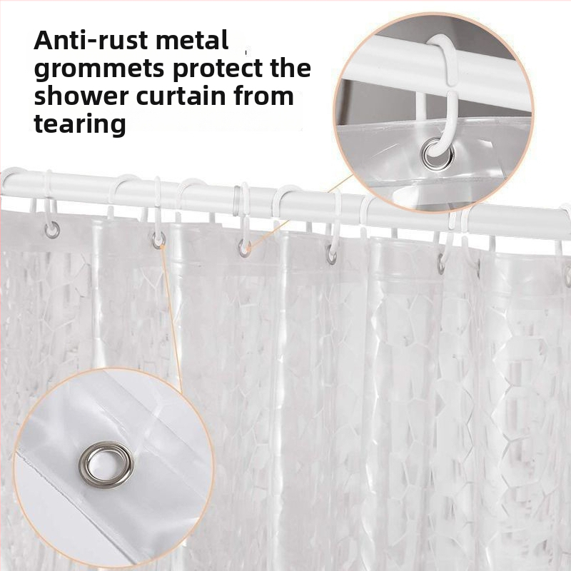 Dušas aizkars ar 3D Water Cube dizainu, caurspīdīgs EVA materiāls, ūdensnecaurlaidīgs un pelējuma izturīgs, kristāla režģa raksts