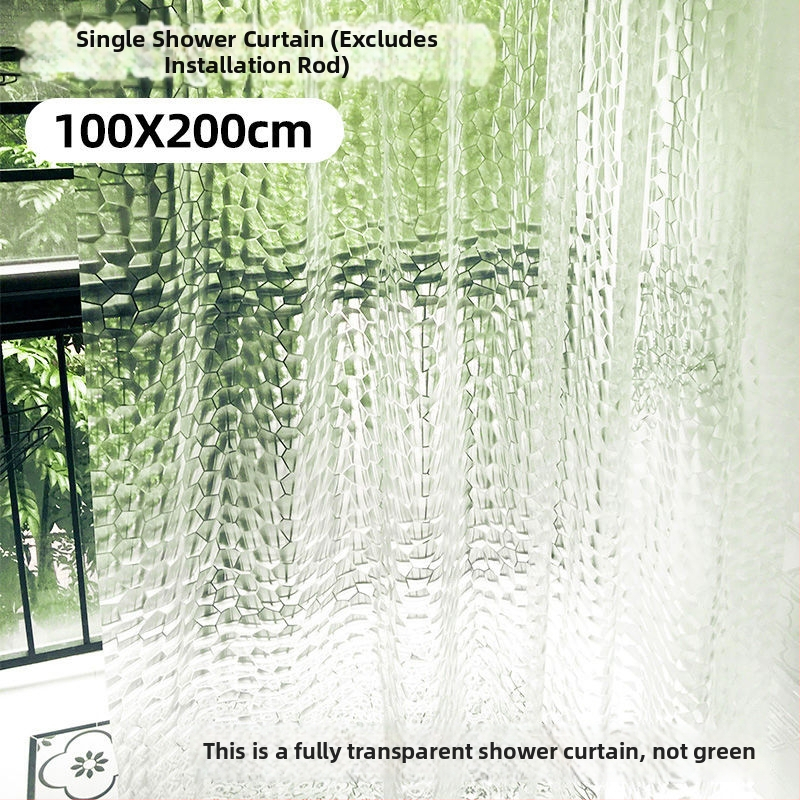 Dušas aizkars ar 3D Water Cube dizainu, caurspīdīgs EVA materiāls, ūdensnecaurlaidīgs un pelējuma izturīgs, kristāla režģa raksts