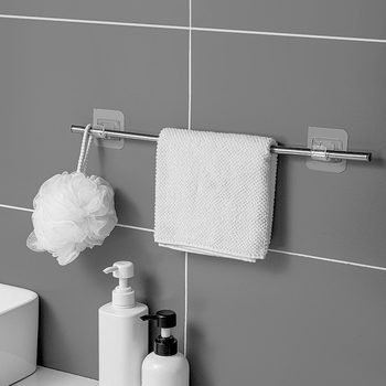 LJ Безпробивен лепящ телескопичен държач за прът за завеси и кърпи, 4 бр., материал PS, модерен минималистичен стил, максимална носимост до 2 кг