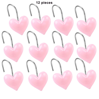Jiahao sveķu sirdsformas dušas aizkaru āķi, mūsdienīgs minimālisma stils, komplekts 12 gab.