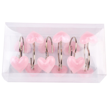 Jiahao sveķu sirdsformas dušas aizkaru āķi, mūsdienīgs minimālisma stils, komplekts 12 gab.