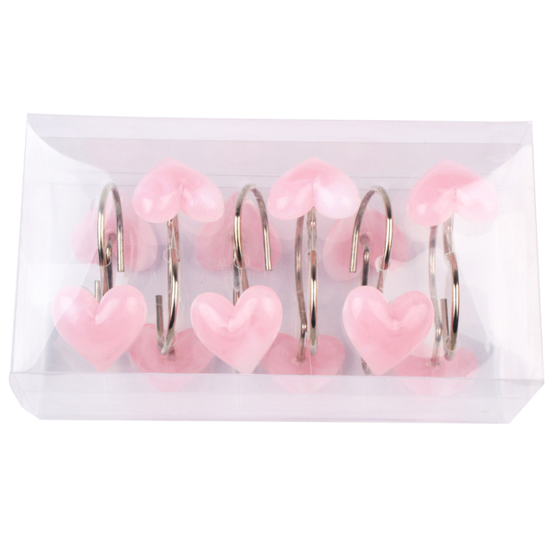 Jiahao sveķu sirdsformas dušas aizkaru āķi, mūsdienīgs minimālisma stils, komplekts 12 gab.