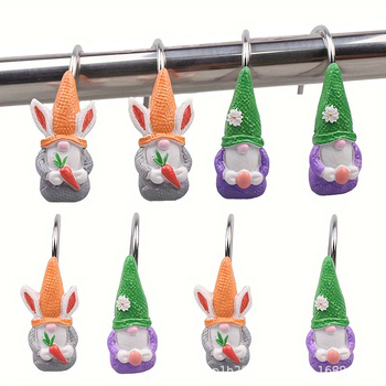 Jiahao sveķu dušas aizkaru gredzens — mūsdienīgs minimālisma stils, roku krāsots zaķa dizains