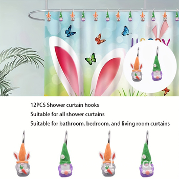 Jiahao sveķu dušas aizkaru gredzens — mūsdienīgs minimālisma stils, roku krāsots zaķa dizains