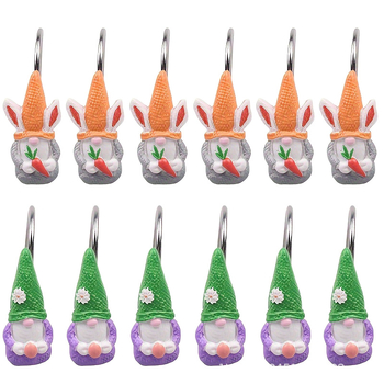 Jiahao sveķu dušas aizkaru gredzens — mūsdienīgs minimālisma stils, roku krāsots zaķa dizains