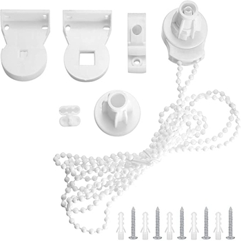 25 mm glava za upravljanje roletama s fiksnim kukom – materijal POM; kompatibilna sa svim vrstama roleta; uključuje komplet od 3-metarske lančane verige i gumene čepove s vijcima