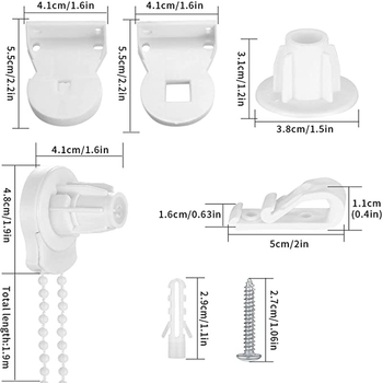 25 mm glava za upravljanje roletama s fiksnim kukom – materijal POM; kompatibilna sa svim vrstama roleta; uključuje komplet od 3-metarske lančane verige i gumene čepove s vijcima