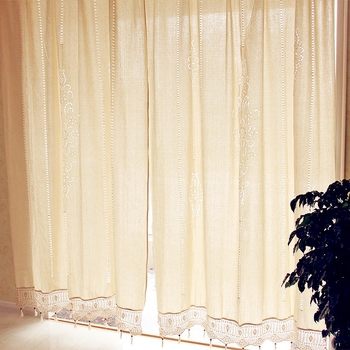 Eiropas stila luksusa kokvilnas-linena aizkars ar caurumiem izšuvumu, Jacquard un warp-knit, daļēja tumšums 70–90%, dzīvojamā istaba, guļamistaba, studija, ieeja, balkons