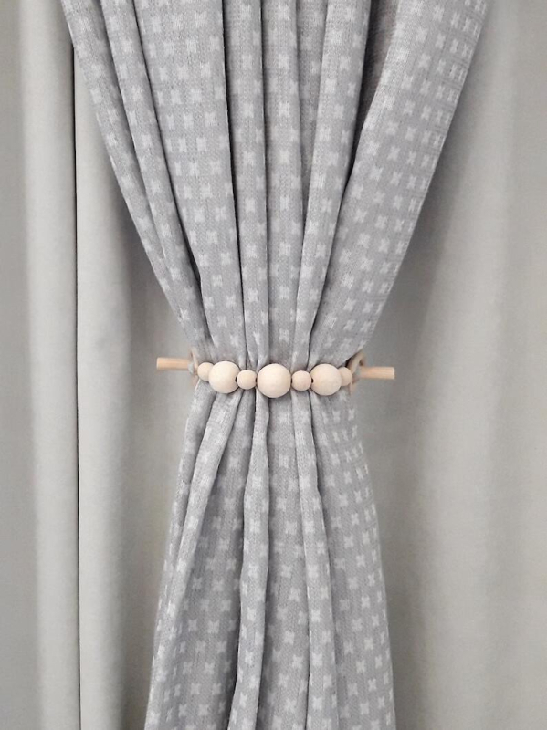Skandinavske zavjese s drvenim perlama i konopnim užetom, dekorativno