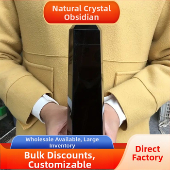 Obsidiano šešiakampis kristalų stulpas su aštriu galu, titano kristalas