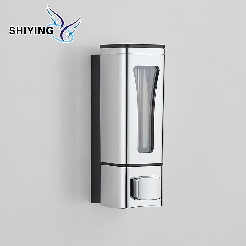 Vonios kambario skysto muilo dozatorius su rankiniu paspaudimu, sieninis montavimas, ABS medžiaga, šiuolaikinis minimalistinis dizainas, svoris 270 g