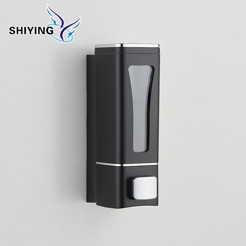 Vonios kambario skysto muilo dozatorius su rankiniu paspaudimu, sieninis montavimas, ABS medžiaga, šiuolaikinis minimalistinis dizainas, svoris 270 g