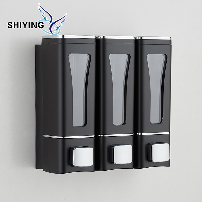 Vonios kambario skysto muilo dozatorius su rankiniu paspaudimu, sieninis montavimas, ABS medžiaga, šiuolaikinis minimalistinis dizainas, svoris 270 g