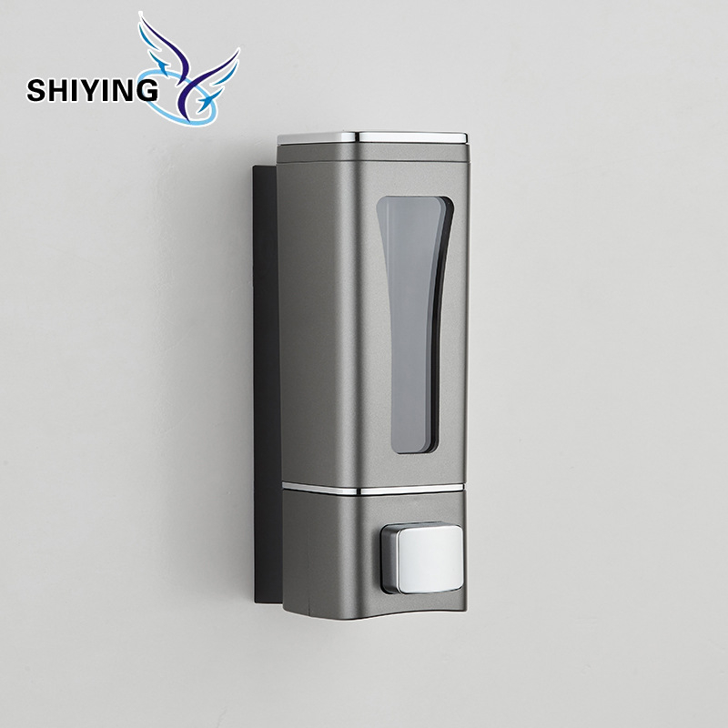 Vonios kambario skysto muilo dozatorius su rankiniu paspaudimu, sieninis montavimas, ABS medžiaga, šiuolaikinis minimalistinis dizainas, svoris 270 g