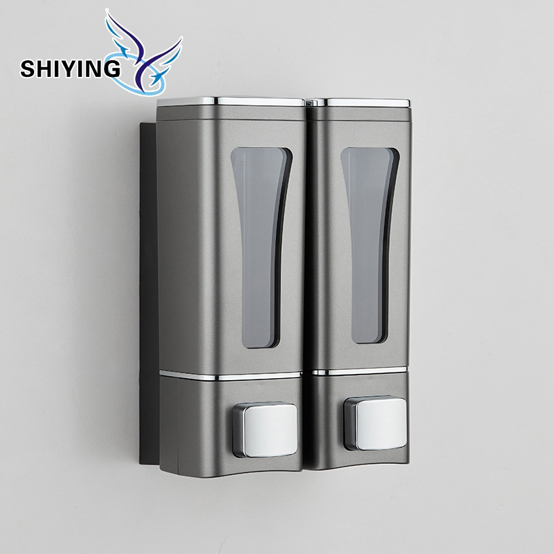 Vonios kambario skysto muilo dozatorius su rankiniu paspaudimu, sieninis montavimas, ABS medžiaga, šiuolaikinis minimalistinis dizainas, svoris 270 g