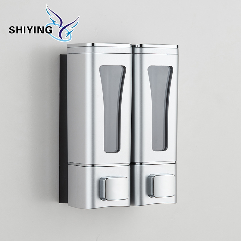 Vonios kambario skysto muilo dozatorius su rankiniu paspaudimu, sieninis montavimas, ABS medžiaga, šiuolaikinis minimalistinis dizainas, svoris 270 g