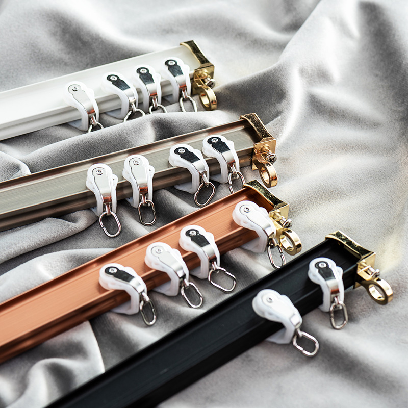 Anchao алуминиев сплав завесен ролик – извита двойна релсова система, странично и горно монтиран кука за ъглов прозорец, персонализируем, модерен дизайн