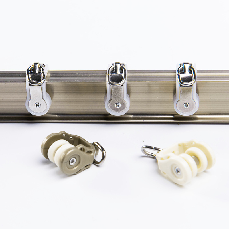 Anchao алуминиев сплав завесен ролик – извита двойна релсова система, странично и горно монтиран кука за ъглов прозорец, персонализируем, модерен дизайн