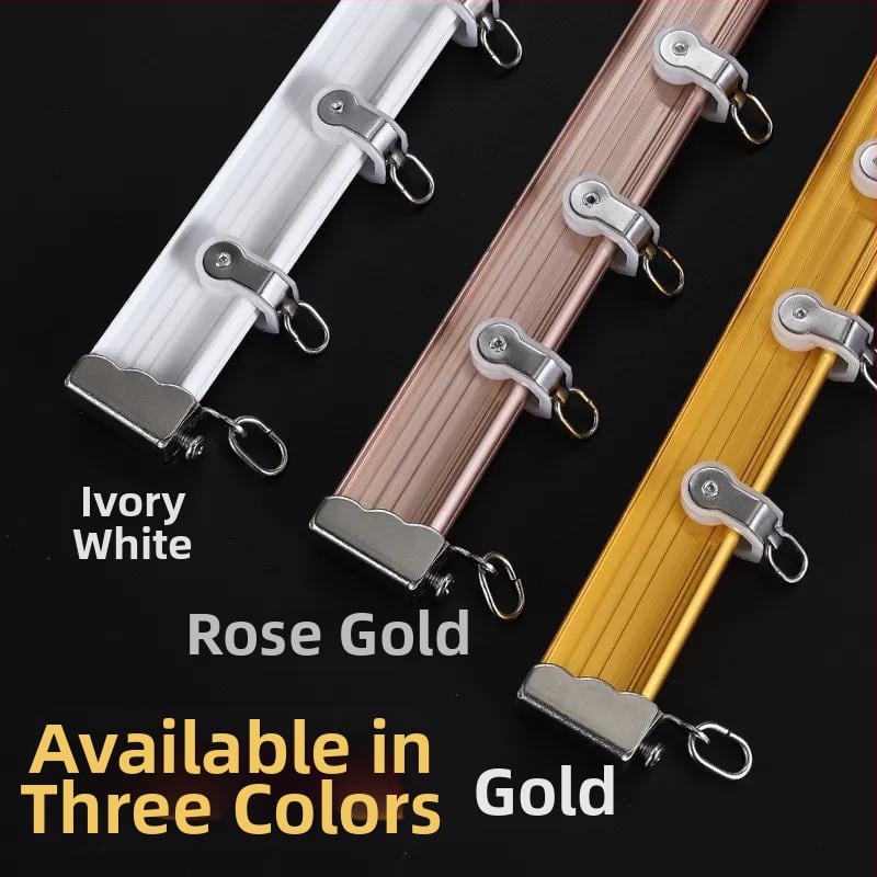 Morant aluminijska šina za zavjese — zakrivljena LU-type vrsta, tiha vodilica, gornja montaža, kutni prozor, jedan/dva vodiča