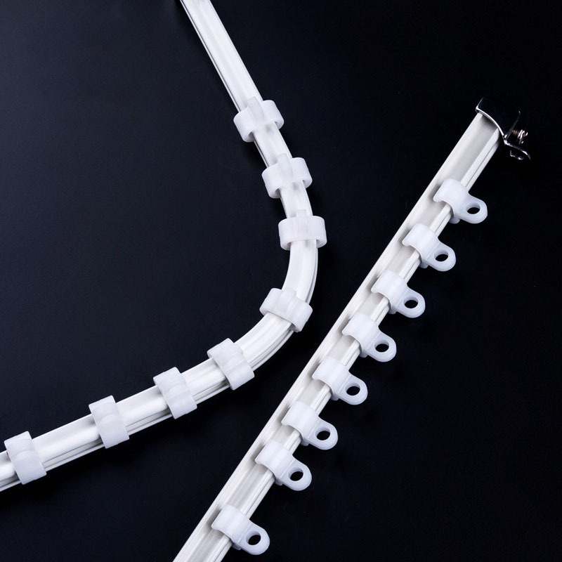 Baijuyi Алуминиева извита шина за завеси – монтаж отгоре или страничен монтаж, единична/двойна релса, персонализируема