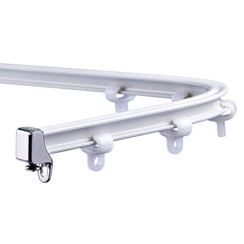 Baijuyi Алуминиева извита шина за завеси – монтаж отгоре или страничен монтаж, единична/двойна релса, персонализируема