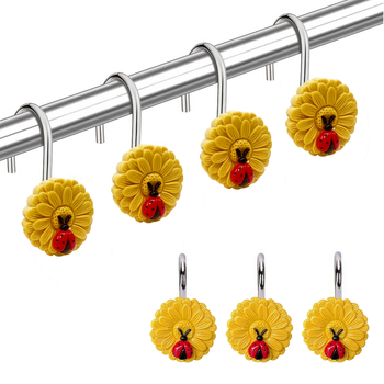 Aizkaru āķis, S-veida dekoratīvs ar saulespuķēm, metāls, Ming Crown, vienkāršs moderns stils
