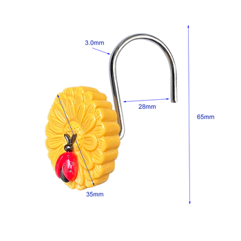 Aizkaru āķis, S-veida dekoratīvs ar saulespuķēm, metāls, Ming Crown, vienkāršs moderns stils