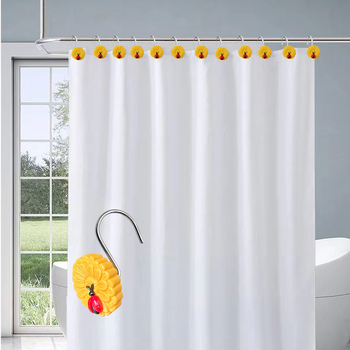 Aizkaru āķis, S-veida dekoratīvs ar saulespuķēm, metāls, Ming Crown, vienkāršs moderns stils