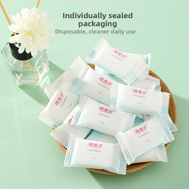 Kompresseeritud näopuhastuslapp mitte-kootud materjalist (ruudukujuline, 20 tk, ühekordsed, reisile)