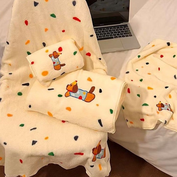 Set ručnika za kupaonicu iz coral fleece, Dalmatinska serija, upijajući, debeli, 200 g i više