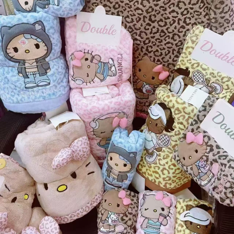 KT ručnik za ruke s leopard printom, sladak crtani lik, upijajući, mekan i bez dlačica, uključuje gumicu za kosu i šal