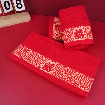 Crveni pamučni jacquard ručnik za svadbu, dar gostima, kućna upotreba