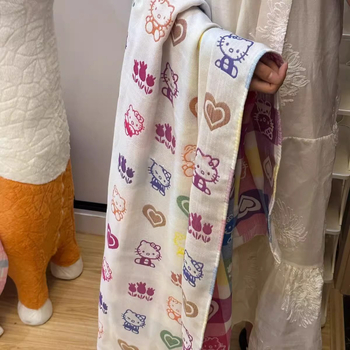 Cartoon Cat Dječji ručnik za kupanje, 100% pamuk, Težina ispod 50 g, 90% vlakno / 10% pamuk, Visoko upijajuće