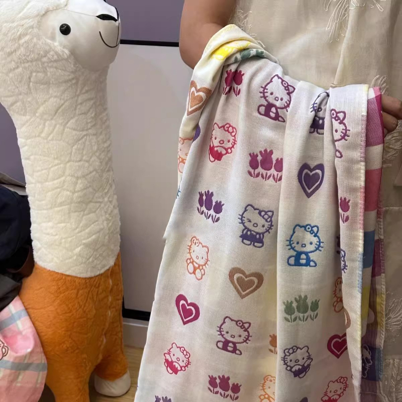 Cartoon Cat Dječji ručnik za kupanje, 100% pamuk, Težina ispod 50 g, 90% vlakno / 10% pamuk, Visoko upijajuće