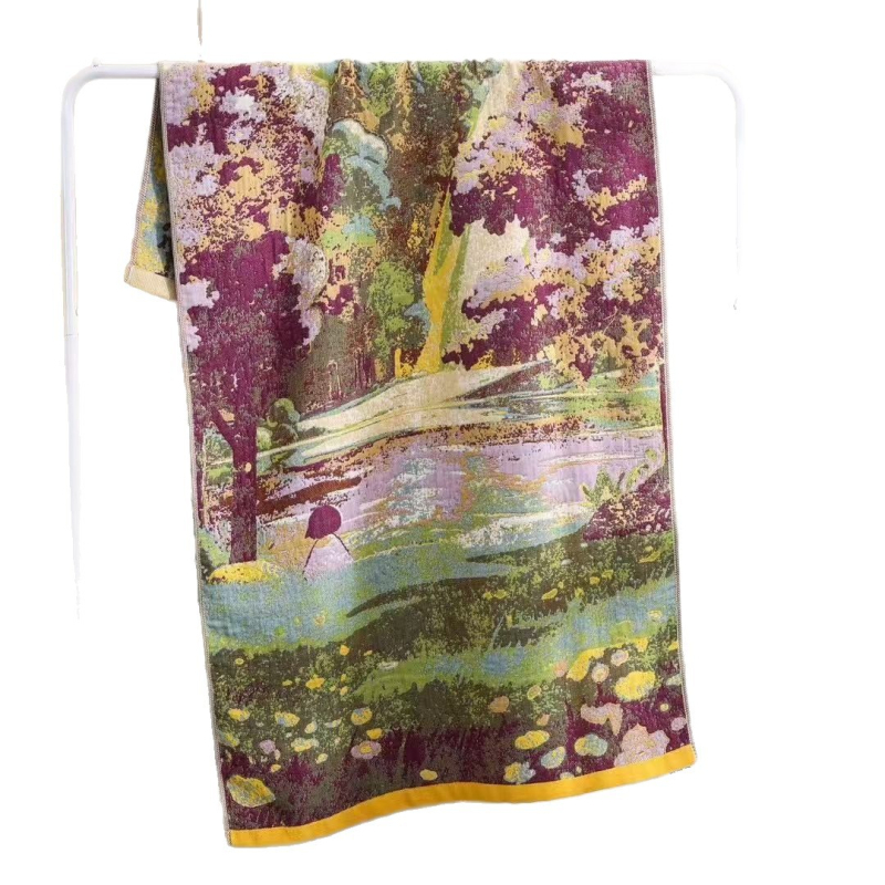 Jinyan pamučni jacquard ručnik za kupanje i plažu, 400–500 g, jacquard tkanina
