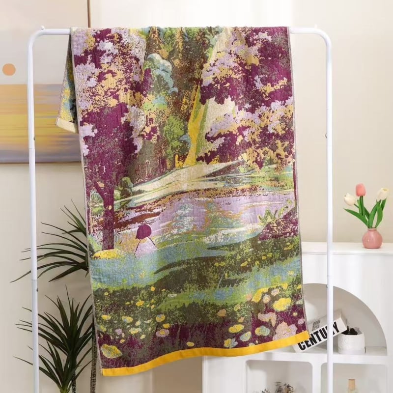 Jinyan pamučni jacquard ručnik za kupanje i plažu, 400–500 g, jacquard tkanina